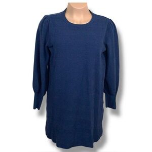 XL Dalia Blue Long Sleeve Dress Stretch Tunic Textured Casual